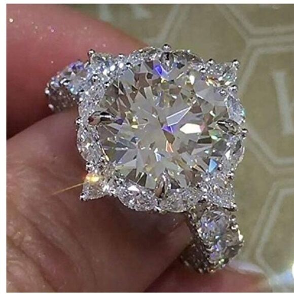 NEW Sterling Silver Diamond White Sapphire Wedding Ring - Picture 6 of 8